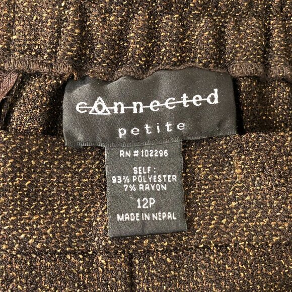 New CONNECTED PETITE - Brown & Tan Speckled 2-Piece Blazer & Pant Suit - Size12P - Picture 9 of 10